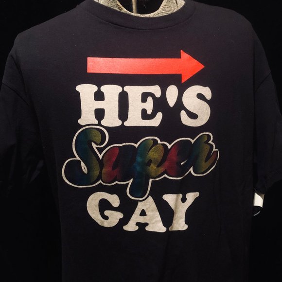 Spencer's Shirts Hes Super Gay Pride Humor Lgbtq Xl Spencers 0
